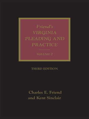 cover image of Friend's Virginia Pleading and Practice